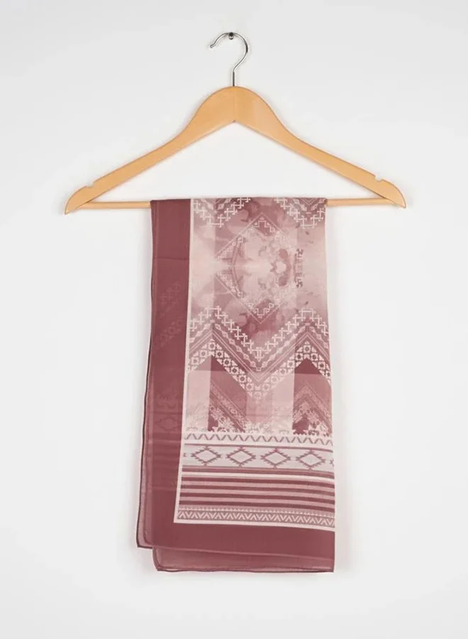 عبايات لمحة طرحة آرت زيج – شيفون بنقشة هندسية بتدرجات الوردي