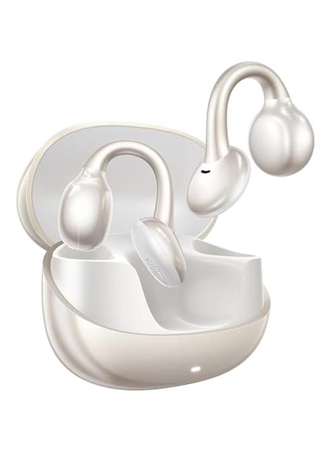 Arabest OE3 Clip-On Earbuds, Wireless Open Ear Earbuds Headphones, Auto L-R Recognition, Omni Tap Control, Immersive Sound, Ultra-Light 4.9g Fit, Comfortable for Workouts and Daily Use, White - Image 1