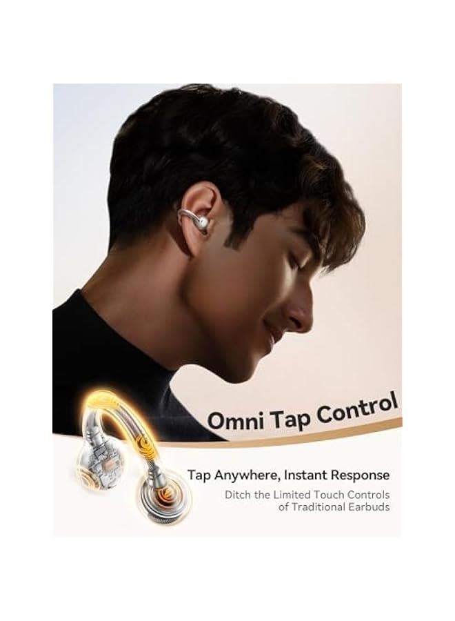 Arabest OE3 Clip-On Earbuds, Wireless Open Ear Earbuds Headphones, Auto L-R Recognition, Omni Tap Control, Immersive Sound, Ultra-Light 4.9g Fit, Comfortable for Workouts and Daily Use, White - Image 4