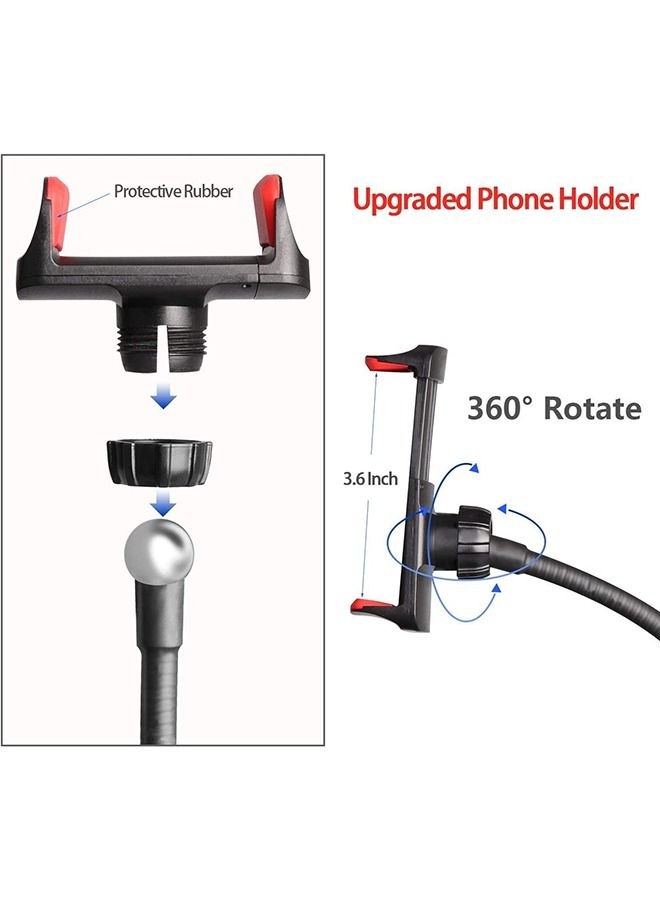 مصباح حلقي لصور السيلفي مع حامل للهاتف الخلوي أسود - Image 4