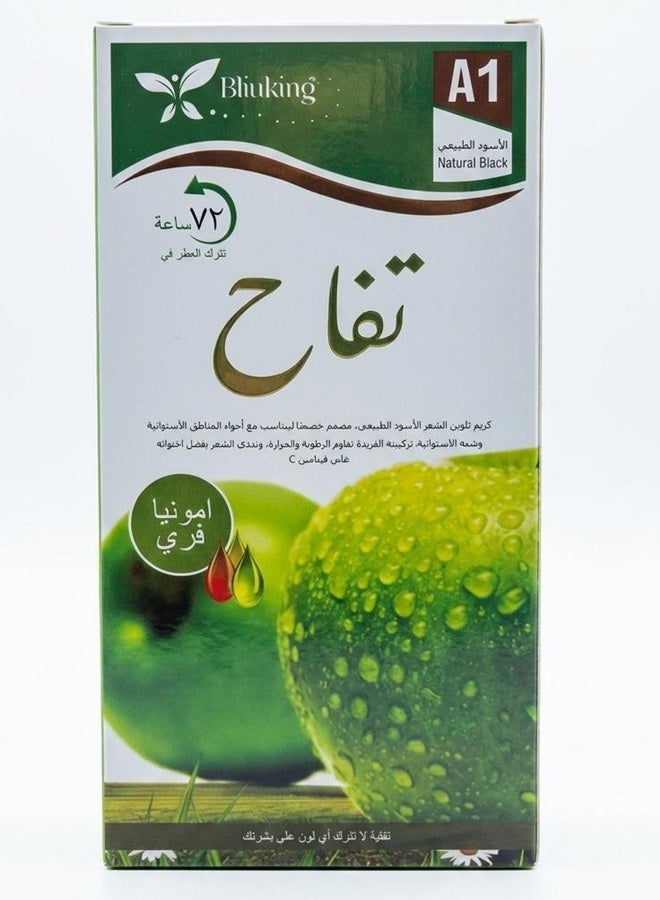 Ammonia Free Hair Color Cream - 500 ml Cream + 500 ml Developer - Apple (Natural Black A1) - Image 1