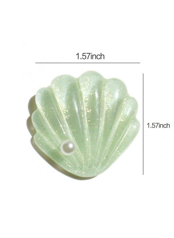 El Regalo - Shell Pearl Starfish Hair Clip Set For Women Girls Acrylic Resin Alligator Hair Clips Fashion Sweet Beach Hair Accessories With Best Gift Green - Image 1
