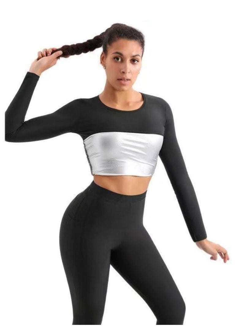 SYOSI - Sauna Suit for Women Sweat Vest Long Sleeve Shirt Workout Slimming Tops Body Shaper Exercise Gym Fitness for Optimal Gym Performance, Recovery, and Accelerated Calorie Burn LXL - Image 1