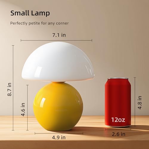 Dawnwake Mushroom Lamp Desk Lamp for Bedroom,Table Bedside Small Lamps for Living Room,Mushroom Decor Cute Mini Modern Mid Century Lamps for Night Stands,Aesthetic Home Living Room Decor(Yellow) - Image 5