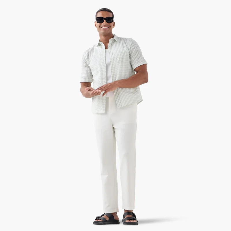 Splash FAV Regular Fit Checked Seersucker Shirt with Collar