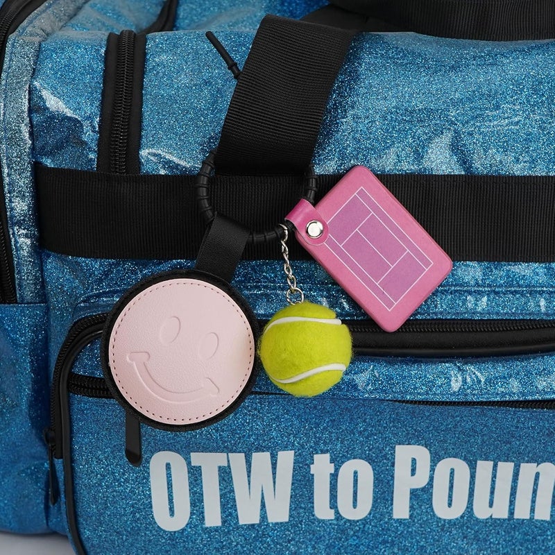 WILMIN Tennis Ball Holder Keychain, Grand Slam, Leather Smiley, Tennis style - Image 2