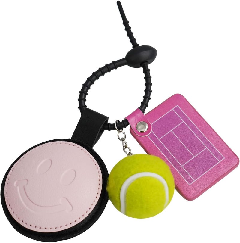 WILMIN Tennis Ball Holder Keychain, Grand Slam, Leather Smiley, Tennis style - Image 1