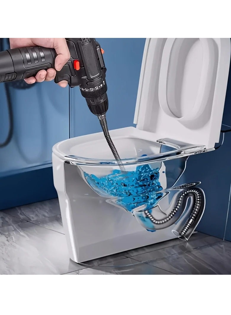 M MIAOYAN 10mm Heavy-Duty Spring Electric Drain Cleaner | 5M Clog Remover with Drill Connector for Toilet, Sink & Floor Drain - Image 1