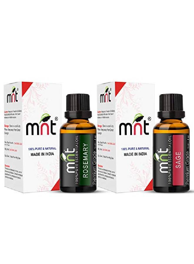 MNT Combo of Rosemary Oil and Sage Oil For Hair Growth Skin care (Each 15ML) 100% Pure l Oil - Image 3