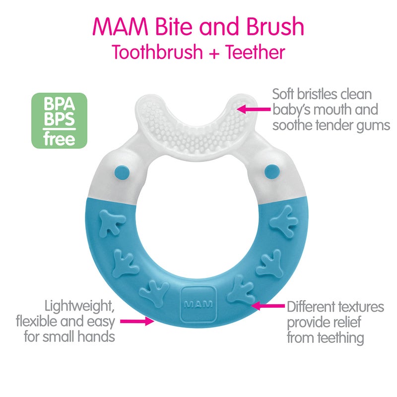 MAM Bite & Brush Teether, Girls 3+ Months, 1-Count, Pink - Image 3