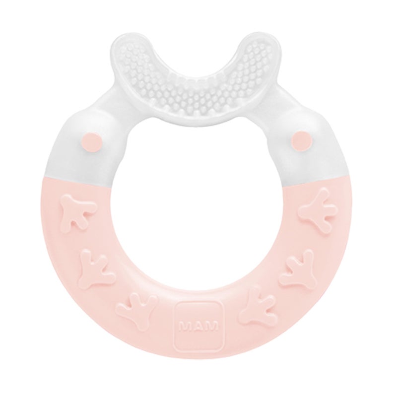 MAM Bite & Brush Teether, Girls 3+ Months, 1-Count, Pink - Image 1