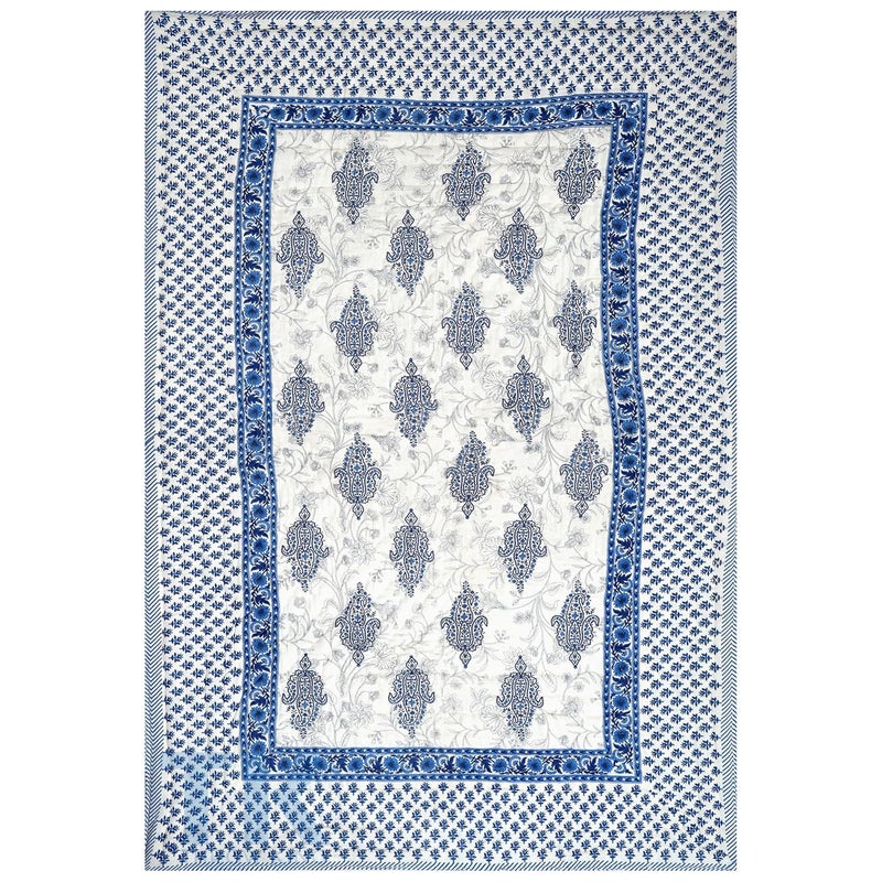 THROW KING THROW KING Rajasthani Pure Cotton Jaipuri Razai Single Bed Soft Premium Jaipuri AC QuiltRazaiRajai Floral Print Single Bed Jaipuri razai Single Bed 60 x 90 inch Blue  - Image 4