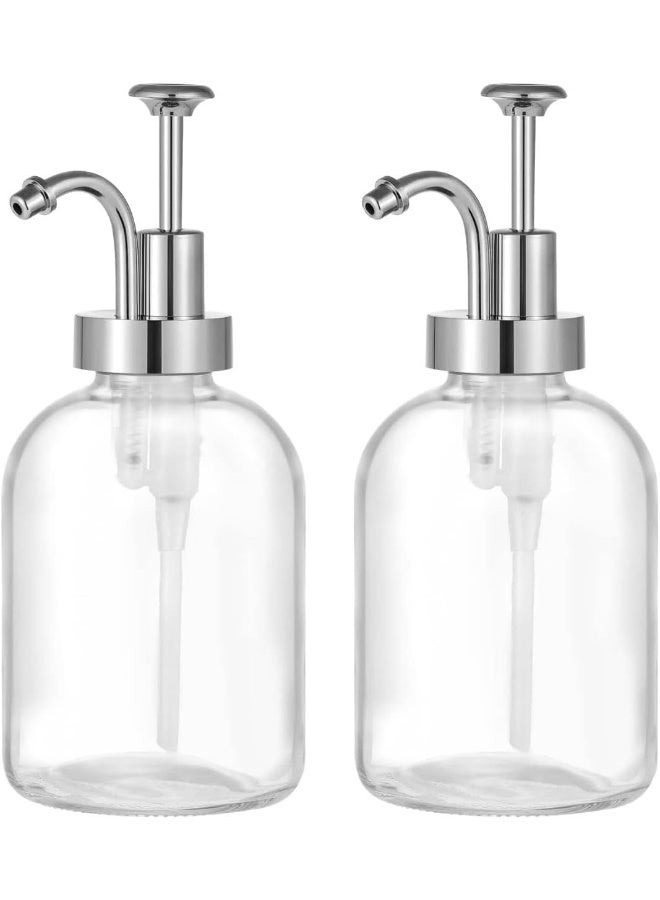 FUFU موزع شراب القهوة FUFU لبار القهوة، موزع مضخة القهوة، زجاجة شراب زجاجية مع مضخة، 12 أونصة 350 مل، مجموعة من 2 - Image 1