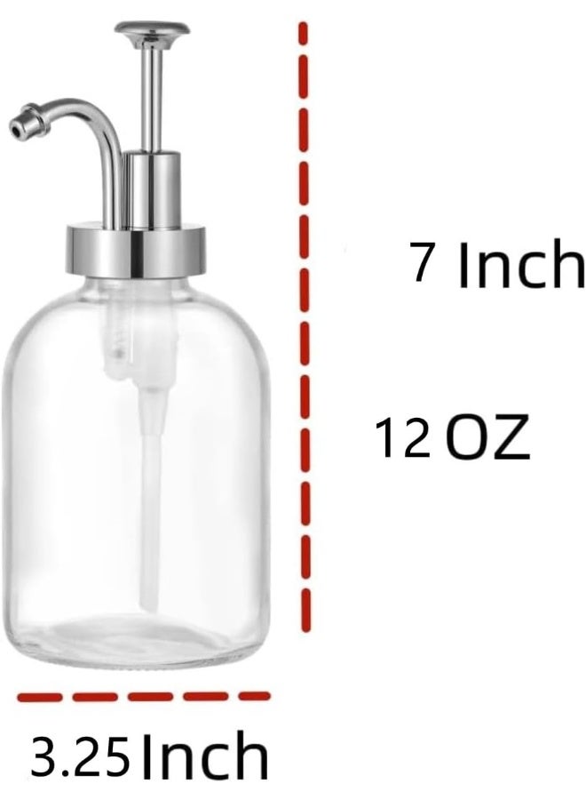 FUFU موزع شراب القهوة FUFU لبار القهوة، موزع مضخة القهوة، زجاجة شراب زجاجية مع مضخة، 12 أونصة 350 مل، مجموعة من 2 - Image 3