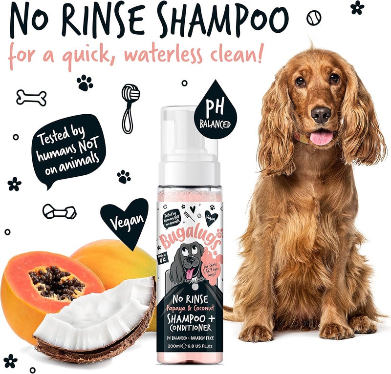 Bugalugs Papaya & Coconut No Rinse Dog Shampoo & Conditioner - 200ML - Image 5