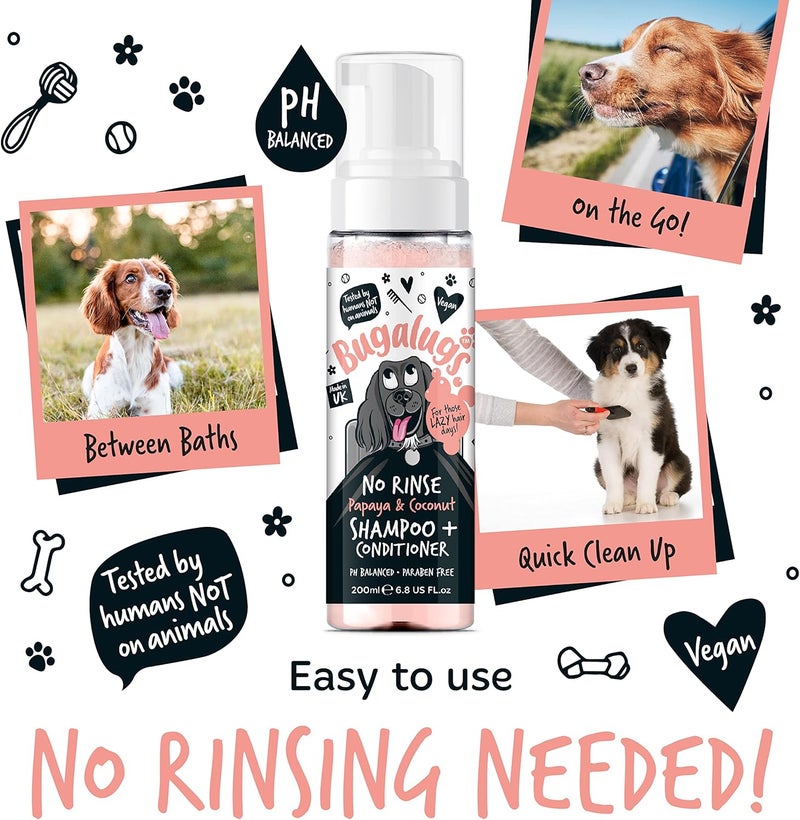 Bugalugs Papaya & Coconut No Rinse Dog Shampoo & Conditioner - 200ML - Image 4