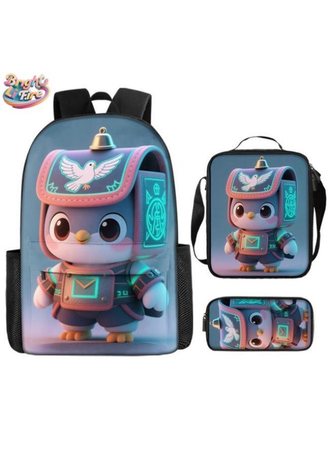 Bright Li Fire Unlock the new fashion of childish fun! Three-piece set of bags, cartoon elements for children and teenagers (students, children, friends' outings, mountain climbing, schooling, etc. can be used) - 92 - Image 1