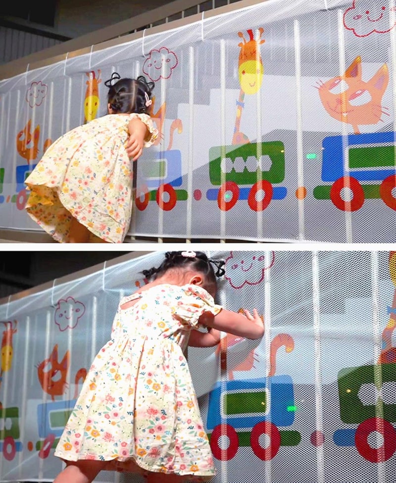 Luckam Child Safety Rail Net for Balcony, Patios, Railing and Stairs, Security Guards for Kids/Pet/Toy Both Indoors and Outdoors, 10ft x2.5ft, Sturdy Mesh Fabric Material, Multicolored - Image 4