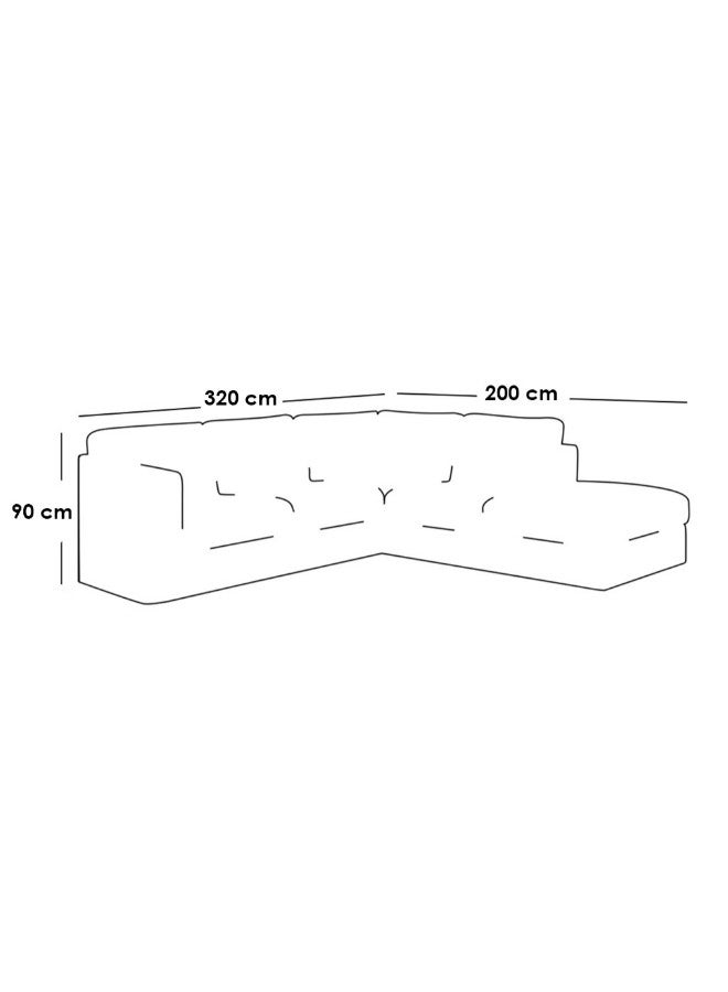 Al Home 5 Seater L-shape Sofa Linen 320×200×90 Cm - Grey - Image 2