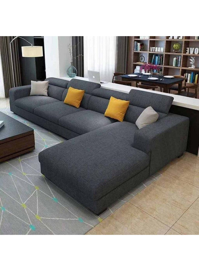 Al Home 5 Seater L-shape Sofa Linen 320×200×90 Cm - Grey - Image 1