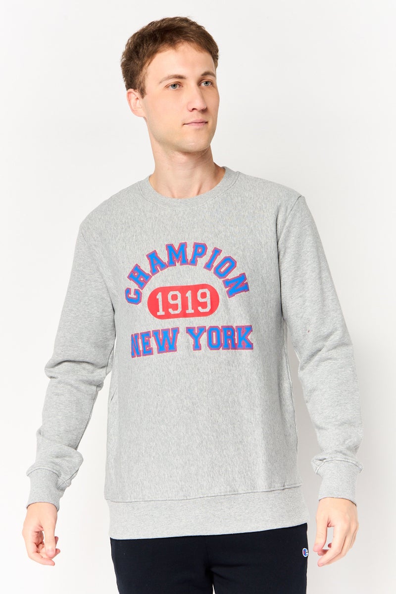 Champion Men Sportswear Fit Long Sleeve Outdoor Sweatshirt, Heather Grey - Image 1