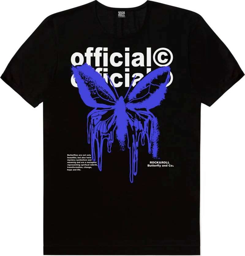 روك اند رول Flowing Butterfly Black Short Sleeve Women's T-Shirt