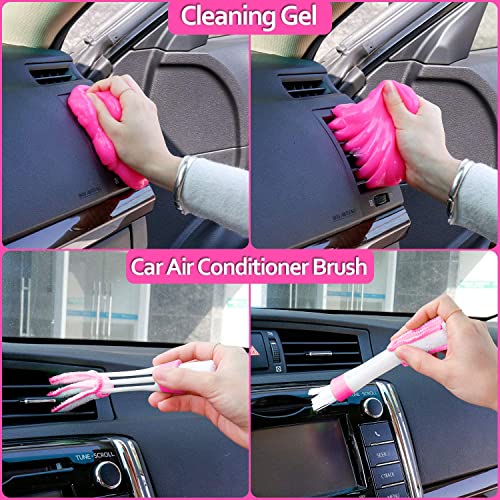 THINKWORK Pink Car Detailing Cleaning Kit, Car Wash Kit, Car Accessories for Women Suitable for Small and Medium Vehicles Such As Cars, Trucks, Suvs(17pcs) - Image 3