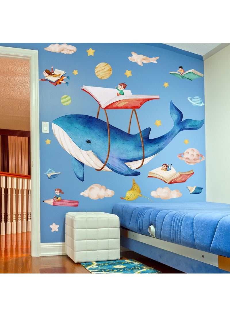 Generic Dreamy Whale Wall Sticker – Extra Large Ocean-Themed Vinyl Wall Decal (166cm x 113cm / 65.3in x 44.5in) for Kids’ Room, Nursery & Bedroom | Magical Marine Life Wall Art for Boys & Girls | Waterproof, Easy Peel & Stick DIY Wall Decor for Sea-Themed Playrooms & Baby Rooms  - Image 4