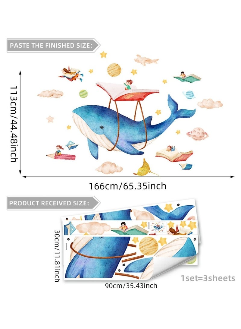 Dreamy Whale Wall Sticker – Extra Large Ocean-Themed Vinyl Wall Decal (166cm x 113cm / 65.3in x 44.5in) for Kids’ Room, Nursery & Bedroom | Magical Marine Life Wall Art for Boys & Girls | Waterproof, Easy Peel & Stick DIY Wall Decor for Sea-Themed Playrooms & Baby Rooms - Image 2