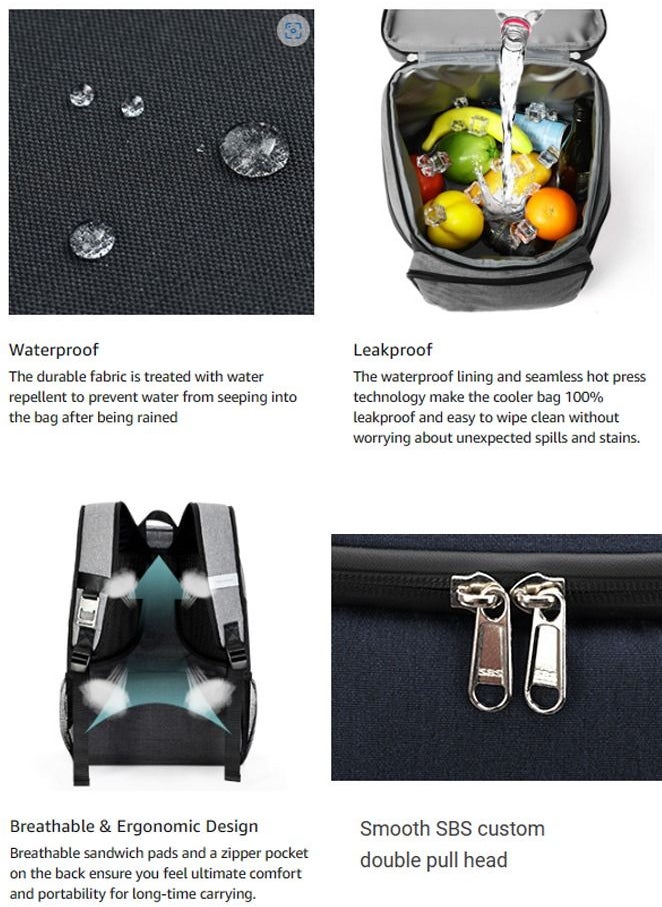 Generic - Insulated Backpack Cooler for Camping,24Cans Large Capacity Backpack Food Drinks Container Cooler Bag for Hot and Cold Insulation, for Men Women to Work Lunch Picnics Camping Hiking - Image 1