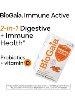 BioGaia Protectis Immune Active Kids Probiotic | Clinically Proven Probiotic + Vitamin D | Supports Immune, Digestive & Overall Health | Kids Probiotic | Orange Chewable Tablets | 60 Day Supply  - Image 2