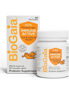 BioGaia Protectis Immune Active Kids Probiotic | Clinically Proven Probiotic + Vitamin D | Supports Immune, Digestive & Overall Health | Kids Probiotic | Orange Chewable Tablets | 60 Day Supply  - Image 1