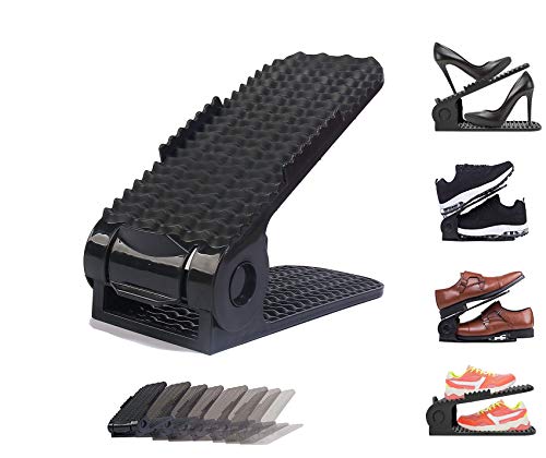 Yagizaai Bayou Adjustable Shoe Slots Organizer 8Pack Stackable Shoe Stacker and Space Saver for Closet Organization 4Level Double Deck Design Black