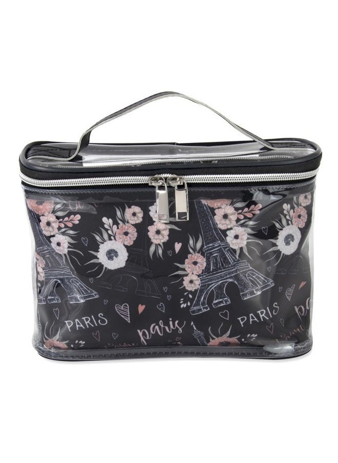 Emma & Chloe - 3 Piece Toiletry Bag Set, Waterproof Home or Travel Cosmetic Train Case Makeup Bags for Women with Handle and Zipper (Paris Je T'aime) - Image 1