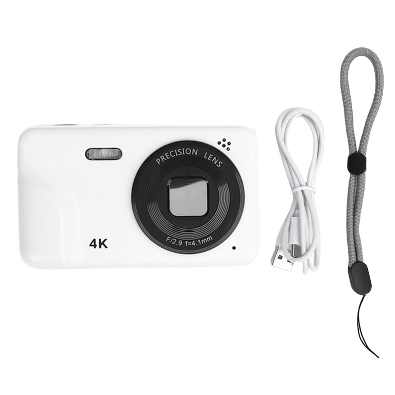 1080P 48MP Digital Camera Auto Focus Camera with 5X Digital Zoom 2.0 Inch Display for Travel Photography White - Image 1