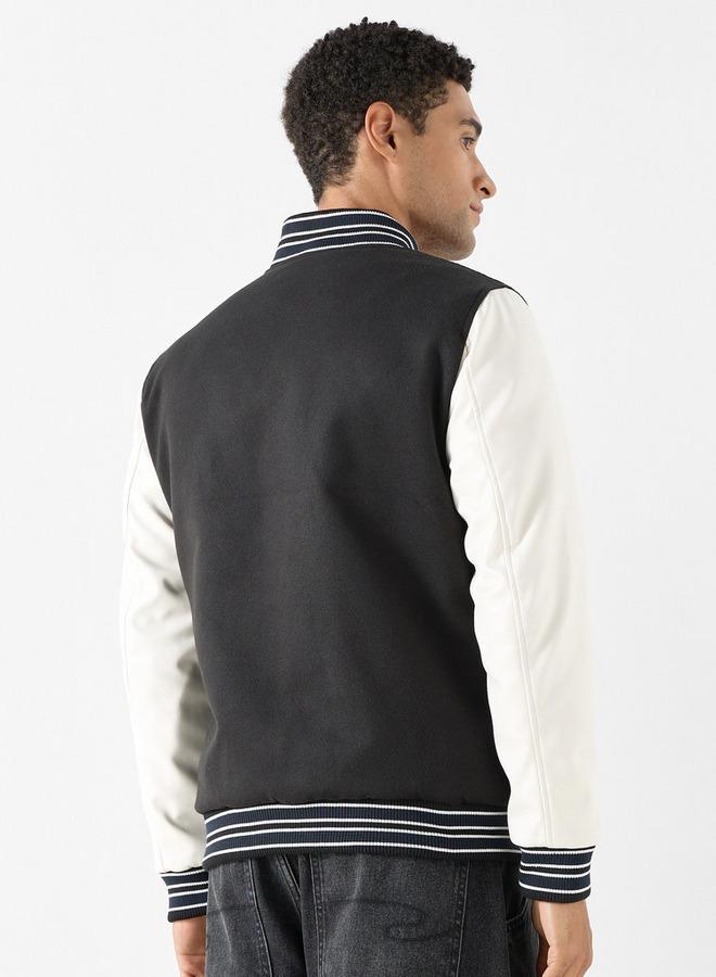 SP Characters The Las Vegas Raiders Logo Detail Bomber Jacket with Pockets and Long Sleeves - Image 3