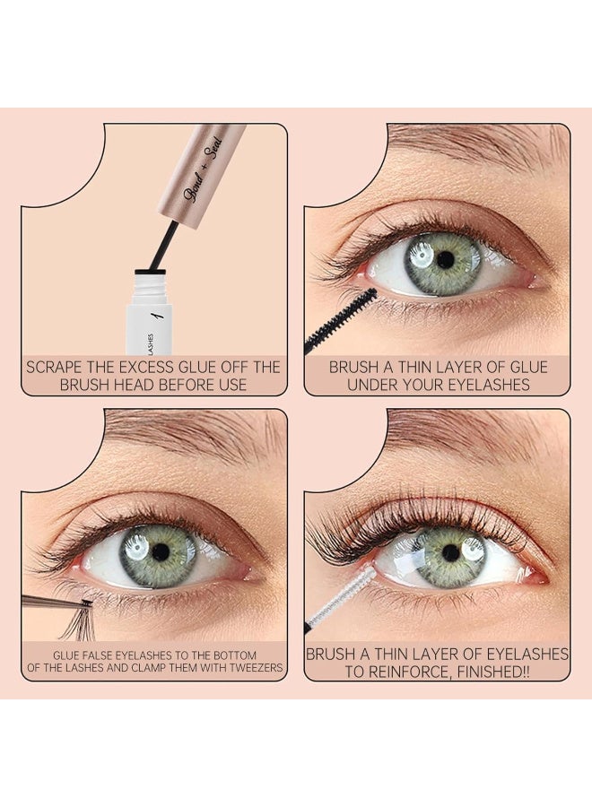 ميكو غراء رموش وختم 2 في 1، غراء رموش متجمع لتمديدات الرموش، غراء رموش فردي يدوم طويلاً، ثبات قوي للاستخدام الذاتي في المنزل، ألياف مقاومة للماء، تجعيد طويل، إطالة، طبيعي متين - Image 5