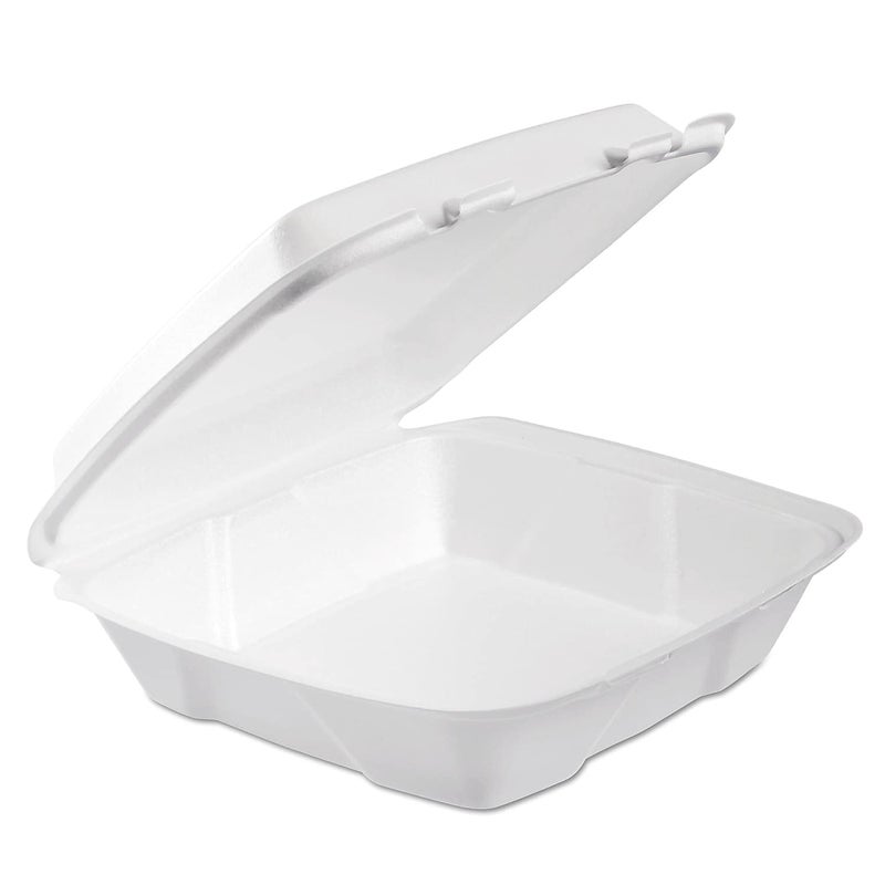 DART 90HTPF1R Lg Perforated Foam Hinged Container, 9 in (Case of 200),White - Image 2