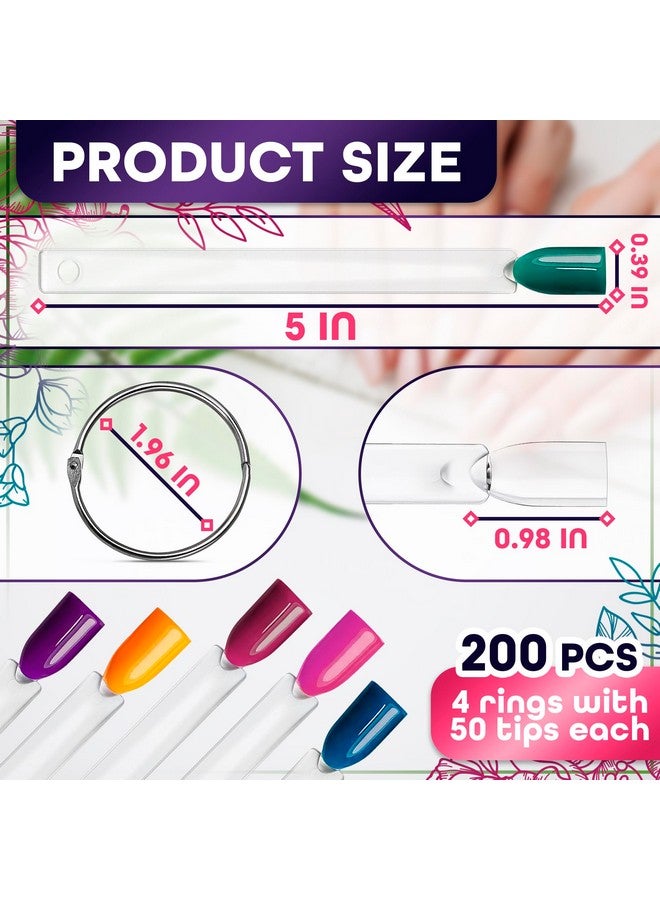 200 Pcs Clear Nail Swatch Sticks Nail Polish - Nail Swatches for Gel Polish Christmas Nail Polish Swatch Stick Nail Sample Sticks Nail Color Swatches - Nail Polish Sample Sticks Nail Sample Swatches