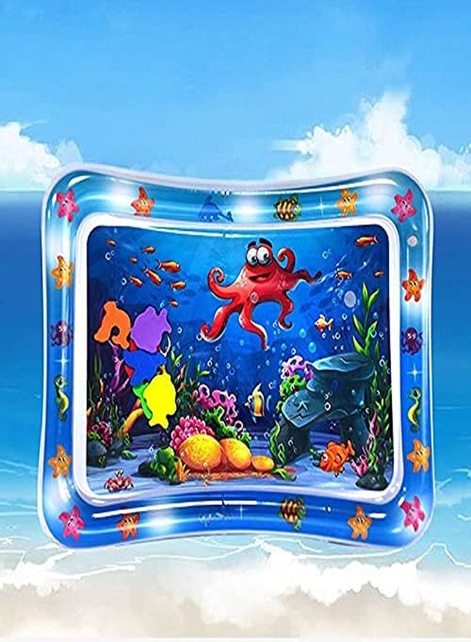 RGKJAS Inflatable Tummy Time Leakproof Fun Activity Indoor and Outdoor Water Play Mat for Baby (Blue)