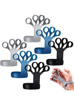 KASTWAVE Strength Training Grip Strength Strengthener, 6 Pieces Silicone Wrist Puller Finger Exercise Tension Ring Fitness Equipment Forearm Strength Exercise Finger Expander (Black, Blue, Gray)  - Image 1