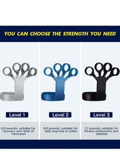 KASTWAVE Strength Training Grip Strength Strengthener, 6 Pieces Silicone Wrist Puller Finger Exercise Tension Ring Fitness Equipment Forearm Strength Exercise Finger Expander (Black, Blue, Gray)  - Image 3