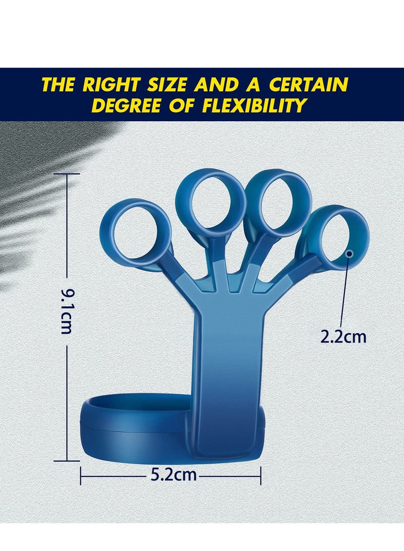 KASTWAVE Strength Training Grip Strength Strengthener, 6 Pieces Silicone Wrist Puller Finger Exercise Tension Ring Fitness Equipment Forearm Strength Exercise Finger Expander (Black, Blue, Gray) - Image 4
