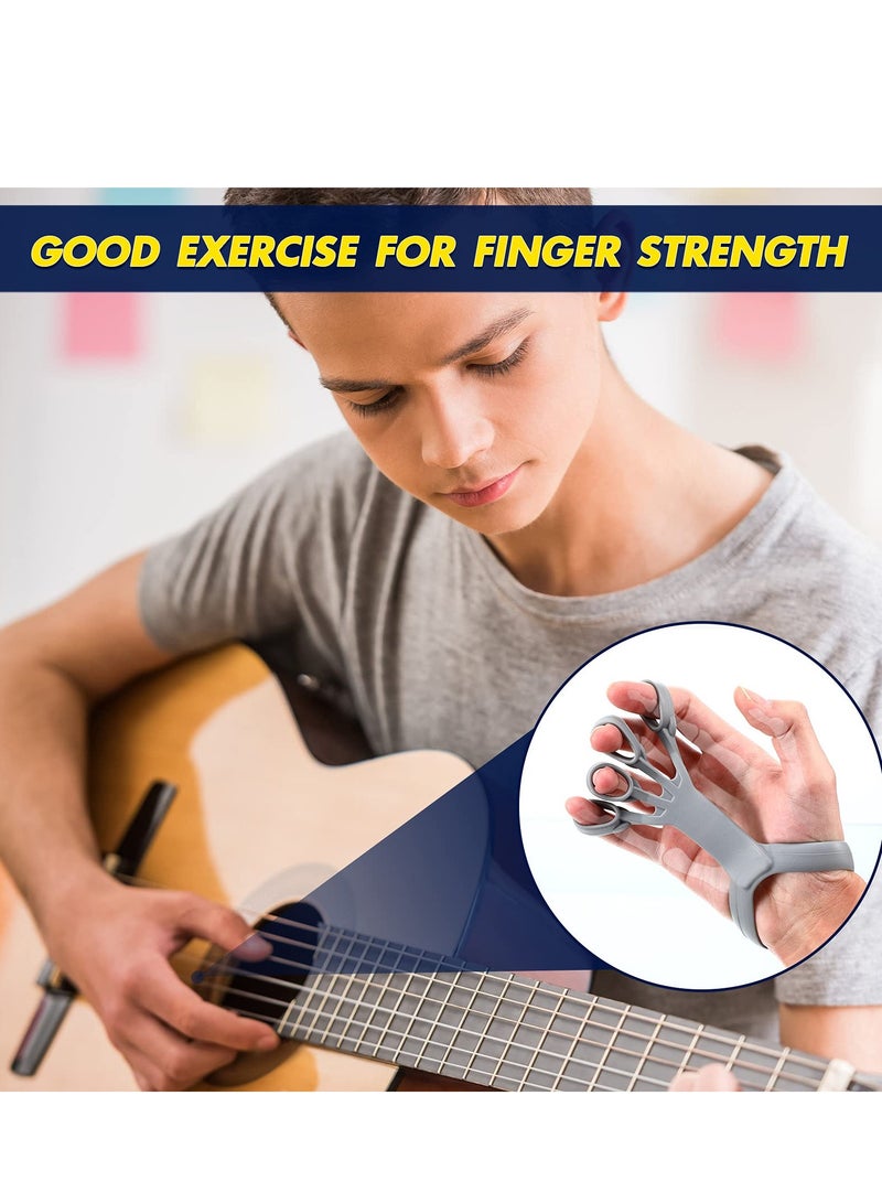 KASTWAVE Strength Training Grip Strength Strengthener, 6 Pieces Silicone Wrist Puller Finger Exercise Tension Ring Fitness Equipment Forearm Strength Exercise Finger Expander (Black, Blue, Gray) - Image 2