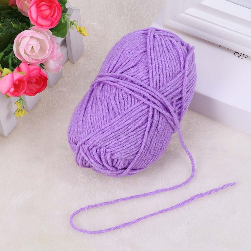 TIDTALEO Milk Cotton Yarn Chunky Soft Knitting Wool for Sweaters Hats Scarves DIY Projects Light Purple Hand-Woven Crochet Yarn Warm and Skin-Friendly Cotton Textured - Image 3