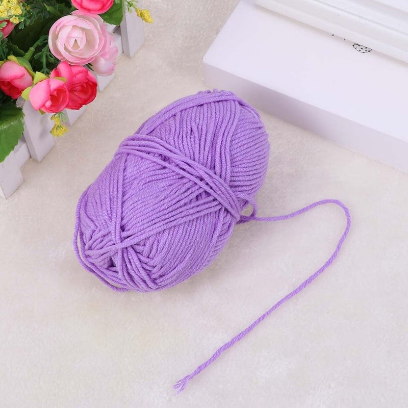TIDTALEO Milk Cotton Yarn Chunky Soft Knitting Wool for Sweaters Hats Scarves DIY Projects Light Purple Hand-Woven Crochet Yarn Warm and Skin-Friendly Cotton Textured - Image 4