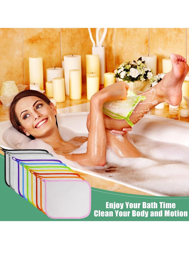 Tatuo 10 Packs Exfoliating Wash Cloths for Body and Face Facial Bath Scrub Soft Weave Loofah Towel Exfoliate Bath Towel Remove Dead Skin Wash Cloth for Women Man (Colorful Edge) - Image 3