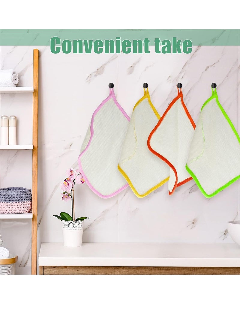 Tatuo 10 Packs Exfoliating Wash Cloths for Body and Face Facial Bath Scrub Soft Weave Loofah Towel Exfoliate Bath Towel Remove Dead Skin Wash Cloth for Women Man (Colorful Edge) - Image 4