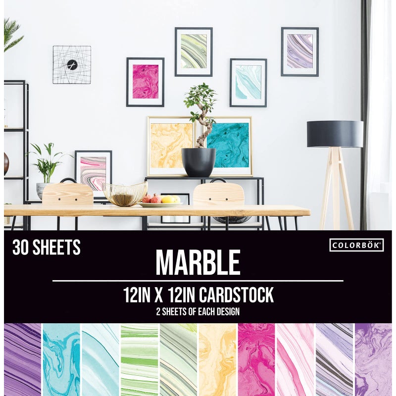 Colorbok 71876B Cardstock Paper Pad Marble, 12" x 12" - Image 5
