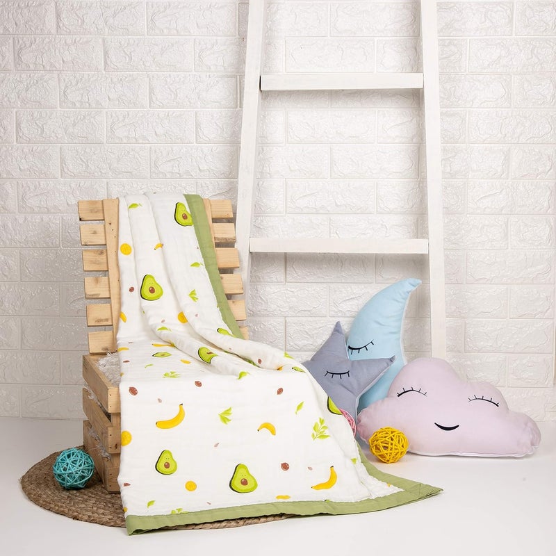 KICKS & CRAWL Kicks Crawl Avocuddle Quilted Muslin Baby Blanket 100 Muslin Cotton 110 x 110 cm - Image 4